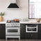 30 In. Satin Stainless Steel Wall Mount Range Hood With Black Matte Shell And Stainless Steel Handle
