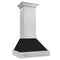 30 In. Satin Stainless Steel Wall Mount Range Hood With Black Matte Shell And Stainless Steel Handle