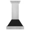 30 In. Satin Stainless Steel Wall Mount Range Hood With Black Matte Shell And Stainless Steel Handle