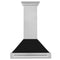 36 In. Satin Stainless Steel Wall Mount Range Hood With Black Matte Shell And Stainless Steel Handle