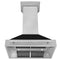 36 In. Satin Stainless Steel Wall Mount Range Hood With Black Matte Shell And Stainless Steel Handle