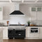 48 In. Satin Stainless Steel Wall Mount Range Hood With Black Matte Shell And Stainless Steel Handle