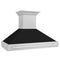 48 In. Satin Stainless Steel Wall Mount Range Hood With Black Matte Shell And Stainless Steel Handle