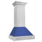 30 In. Satin Stainless Steel Wall Mount Range Hood With Blue Matte Shell And Stainless Steel Handle