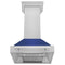 30 In. Satin Stainless Steel Wall Mount Range Hood With Blue Matte Shell And Stainless Steel Handle