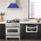 30 In. Satin Stainless Steel Wall Mount Range Hood With Blue Matte Shell And Stainless Steel Handle