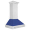 36 In. Satin Stainless Steel Wall Mount Range Hood With Blue Matte Shell And Stainless Steel Handle