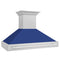 48 In. Satin Stainless Steel Wall Mount Range Hood With Blue Matte Shell And Stainless Steel Handle