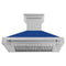 48 In. Satin Stainless Steel Wall Mount Range Hood With Blue Matte Shell And Stainless Steel Handle