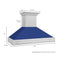 48 In. Satin Stainless Steel Wall Mount Range Hood With Blue Matte Shell And Stainless Steel Handle