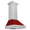 30 In. Satin Stainless Steel Wall Mount Range Hood With Red Gloss Shell And Stainless Steel Handle