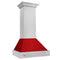 30 In. Satin Stainless Steel Wall Mount Range Hood With Red Gloss Shell And Stainless Steel Handle