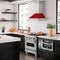 30 In. Satin Stainless Steel Wall Mount Range Hood With Red Gloss Shell And Stainless Steel Handle