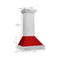 30 In. Satin Stainless Steel Wall Mount Range Hood With Red Gloss Shell And Stainless Steel Handle