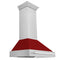 36 In. Satin Stainless Steel Wall Mount Range Hood With Red Gloss Shell And Stainless Steel Handle