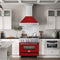 36 In. Satin Stainless Steel Wall Mount Range Hood With Red Gloss Shell And Stainless Steel Handle