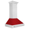 36 In. Satin Stainless Steel Wall Mount Range Hood With Red Gloss Shell And Stainless Steel Handle