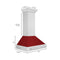 36 In. Satin Stainless Steel Wall Mount Range Hood With Red Gloss Shell And Stainless Steel Handle