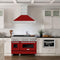 48 In. Satin Stainless Steel Wall Mount Range Hood With Red Gloss Shell And Stainless Steel Handle