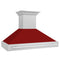 48 In. Satin Stainless Steel Wall Mount Range Hood With Red Gloss Shell And Stainless Steel Handle