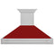 48 In. Satin Stainless Steel Wall Mount Range Hood With Red Gloss Shell And Stainless Steel Handle