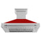 48 In. Satin Stainless Steel Wall Mount Range Hood With Red Gloss Shell And Stainless Steel Handle
