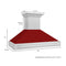 48 In. Satin Stainless Steel Wall Mount Range Hood With Red Gloss Shell And Stainless Steel Handle
