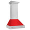 30 In. Satin Stainless Steel Wall Mount Range Hood With Red Matte Shell And Stainless Steel Handle