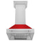 30 In. Satin Stainless Steel Wall Mount Range Hood With Red Matte Shell And Stainless Steel Handle