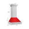 30 In. Satin Stainless Steel Wall Mount Range Hood With Red Matte Shell And Stainless Steel Handle