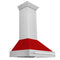 36 in. Satin Stainless Steel Wall Mount Range Hood with Red Matte Shell and Stainless Steel Handle