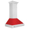 36 in. Satin Stainless Steel Wall Mount Range Hood with Red Matte Shell and Stainless Steel Handle