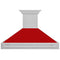 48 In. Satin Stainless Steel Wall Mount Range Hood With Red Matte Shell And Stainless Steel Handle