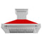 48 In. Satin Stainless Steel Wall Mount Range Hood With Red Matte Shell And Stainless Steel Handle
