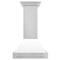 30 In. Satin Stainless Steel Wall Mount Range Hood With White Matte Shell And Stainless Steel Handle