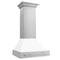 30 In. Satin Stainless Steel Wall Mount Range Hood With White Matte Shell And Stainless Steel Handle