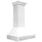 36 In. Satin Stainless Steel Wall Mount Range Hood With White Matte Shell And Stainless Steel Handle