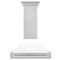 36 In. Satin Stainless Steel Wall Mount Range Hood With White Matte Shell And Stainless Steel Handle