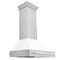 36 In. Satin Stainless Steel Wall Mount Range Hood With White Matte Shell And Stainless Steel Handle