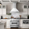 36 In. Satin Stainless Steel Wall Mount Range Hood With White Matte Shell And Stainless Steel Handle