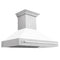 48 In. Satin Stainless Steel Wall Mount Range Hood With White Matte Shell And Stainless Steel Handle