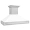48 In. Satin Stainless Steel Wall Mount Range Hood With White Matte Shell And Stainless Steel Handle