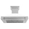 48 In. Satin Stainless Steel Wall Mount Range Hood With White Matte Shell And Stainless Steel Handle