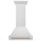 Autograph Edition 30 In. Satin Stainless Steel Wall Mount Range Hood With Champagne Bronze Handle