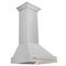 Autograph Edition 30 In. Satin Stainless Steel Wall Mount Range Hood With Polished Gold Handle