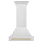 Autograph Edition 30 In. Satin Stainless Steel Wall Mount Range Hood With Polished Gold Handle