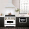 Autograph Edition 36 In. Satin Stainless Steel Wall Mount Range Hood With Champagne Bronze Handle