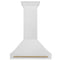 Autograph Edition 36 In. Satin Stainless Steel Wall Mount Range Hood With Champagne Bronze Handle