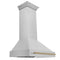 Autograph Edition 36 In. Satin Stainless Steel Wall Mount Range Hood With Champagne Bronze Handle