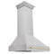Autograph Edition 36 In. Satin Stainless Steel Wall Mount Range Hood With Polished Gold Handle